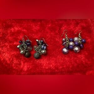 2/$12 2 Pairs Purple and Silver Dangle Earrings Pastel Goth Mermaidcore